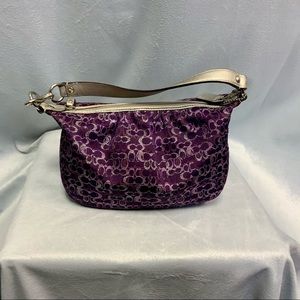 COACH Signature Purple Metallic Satchel 42039